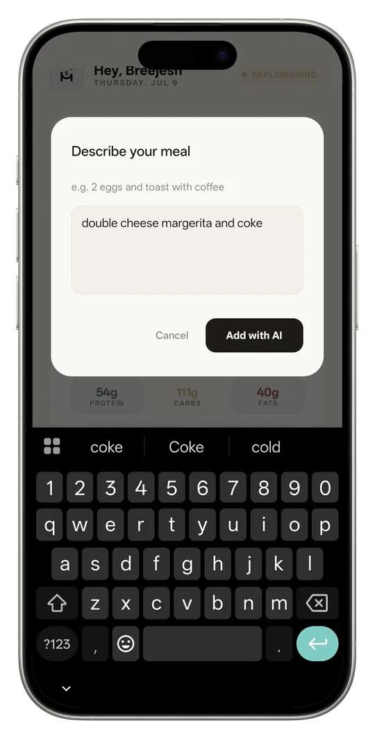 Describing a meal in plain words